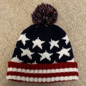 American Flag Knit Pom-Pom Beanie Toque